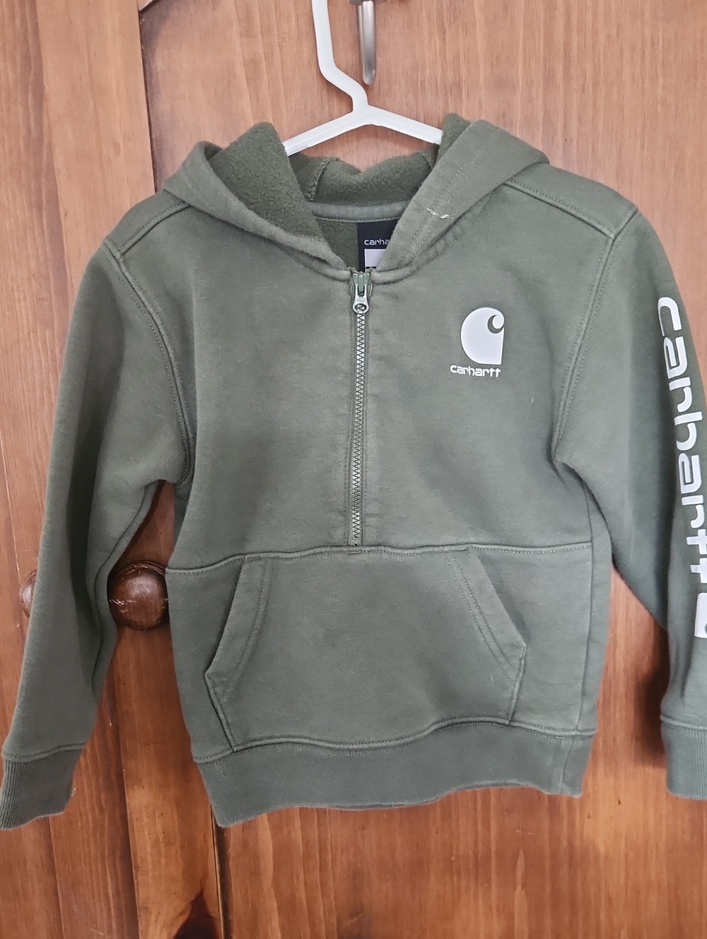 Carhartt Kids Olive Half-Zip Hooded Sweatshirt